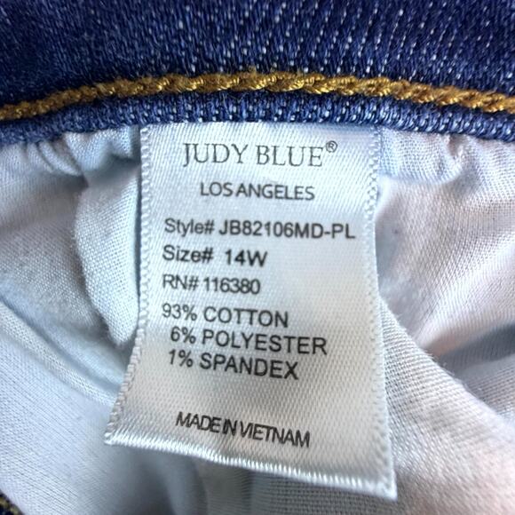 Judy Blue Jeans Womens 14W Blue Dark Wash Denim Cotton High Rise Skinny Fit - Picture 9 of 9